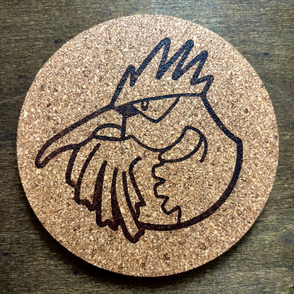 Pokemon Fearow Face Laser Engraved Cork Coaster
